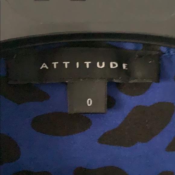 ATTITUDE blouse collar button down, black and blue - Picture 2 of 7